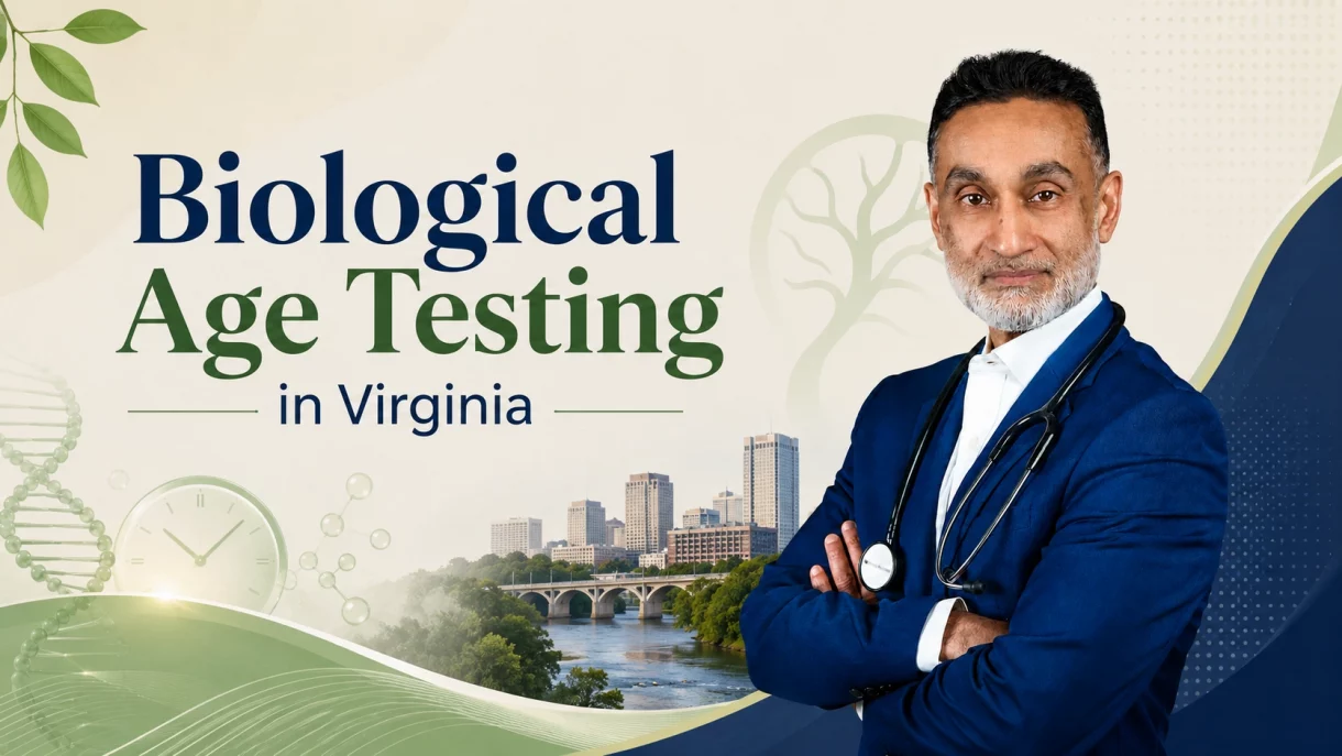 Doctor discussing biological age testing and longevity assessment in Virginia