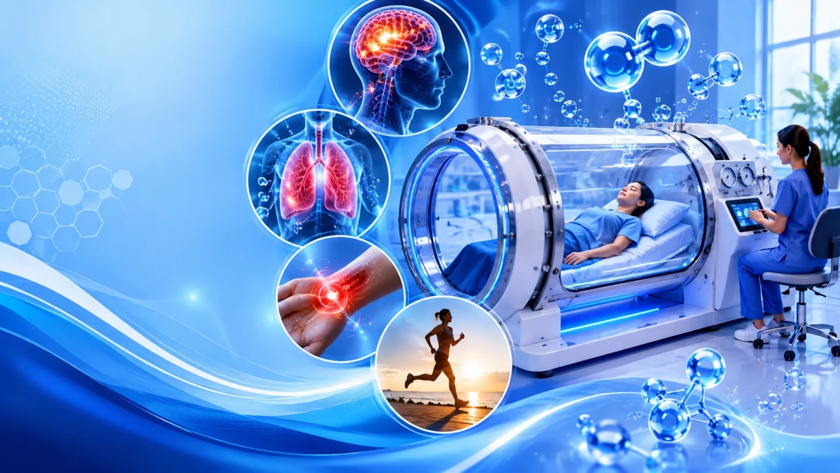 Hyperbaric oxygen therapy chamber at Next Health in Ashburn VA showing brain health, lung function, inflammation relief and athletic recovery benefits